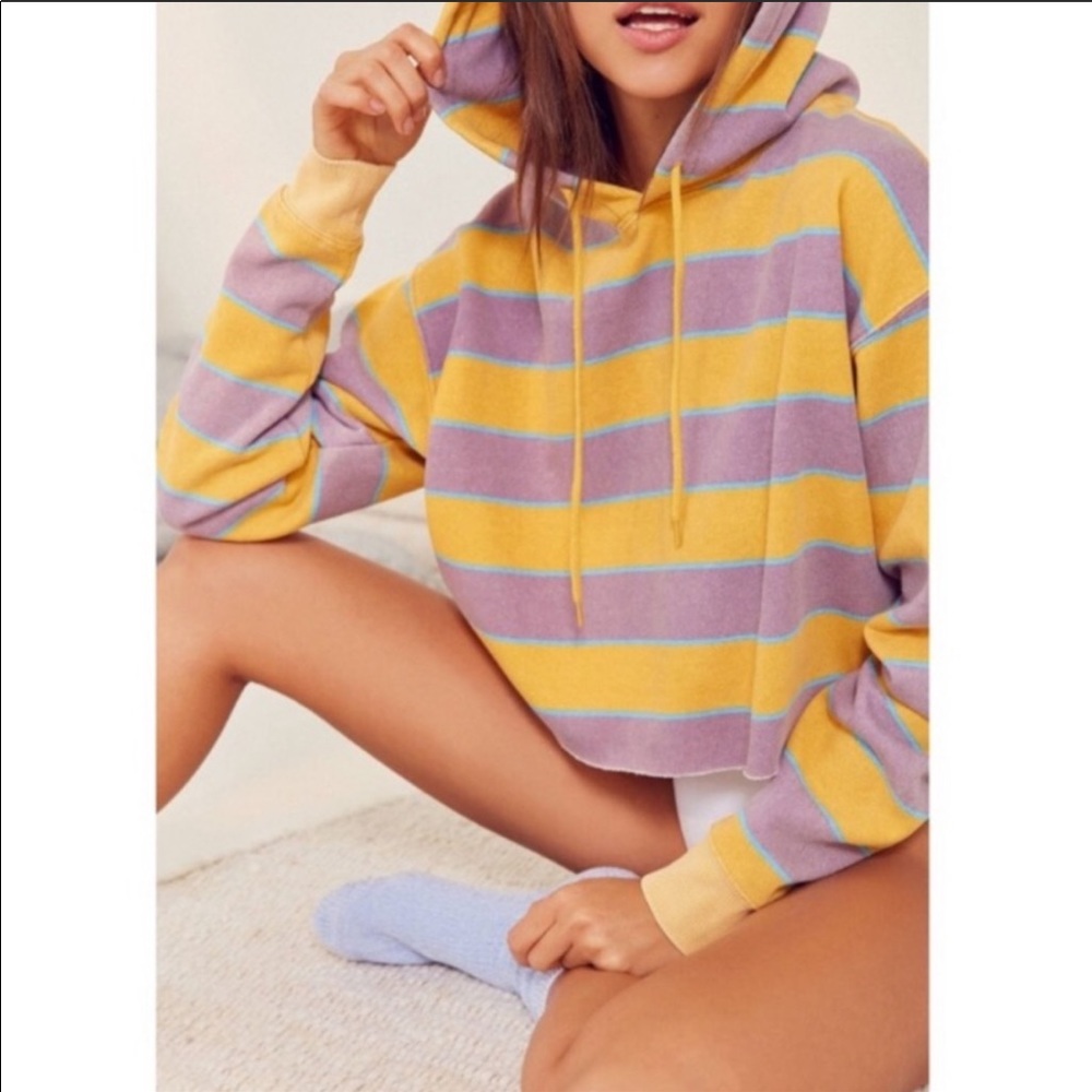 Cropped striped hoodie